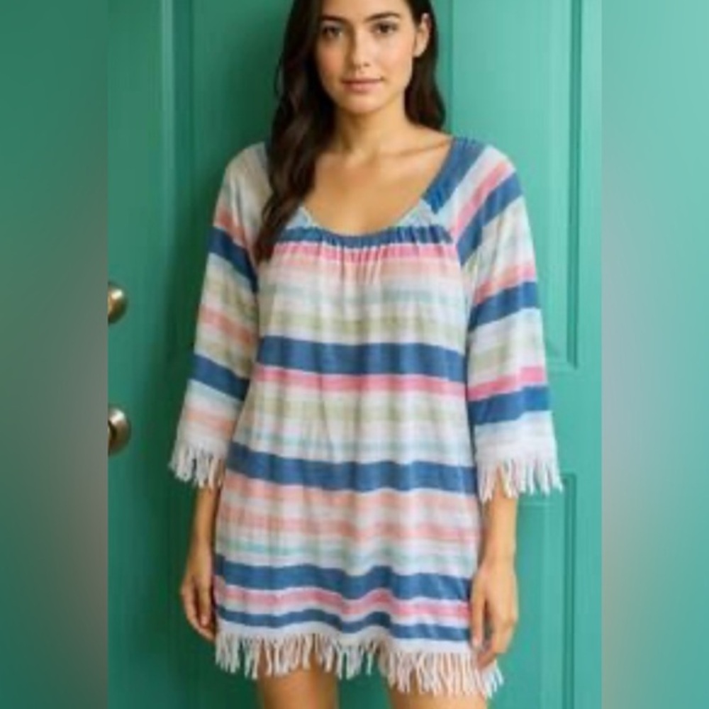 Lilly Pulitzer Colorful Striped Tunic with Fringe